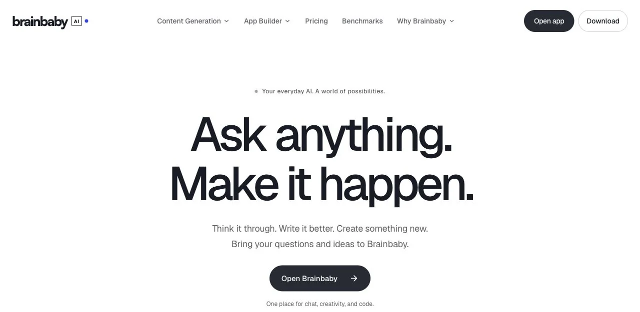Öffentliche Website von Brainbaby AI, aufgenommen am 2. Oktober 2026