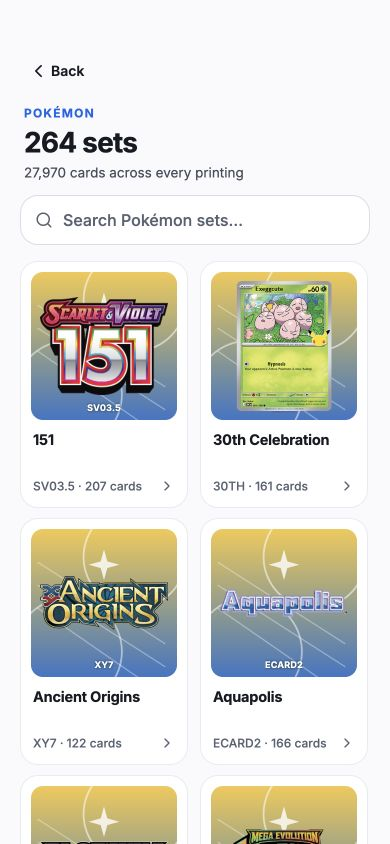 Pokémon set catalogue — web preview, 2 October 2026
